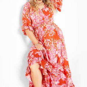 Lust Worthy Maxi Dress ARNA YORK Coral Floral 22/24  22 24 Women's Plus